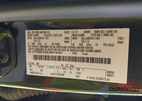 2018 Ford F-150 Xlt from USA, damaged, VIN 1FTEW1C5XJKD18361